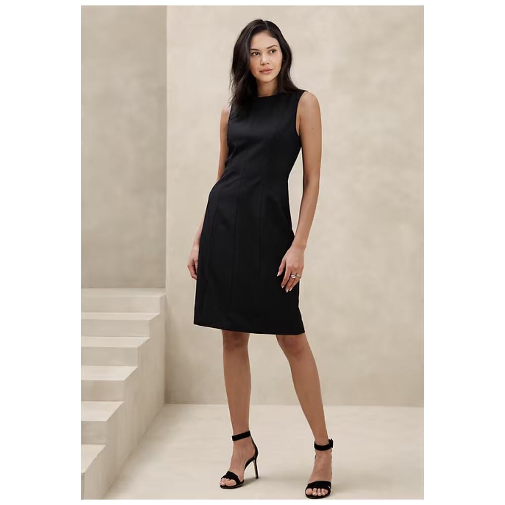 Banana Republic Black Sculpted Knee Length Sheath Dress Sz.10 NWT - Picture 1 of 15
